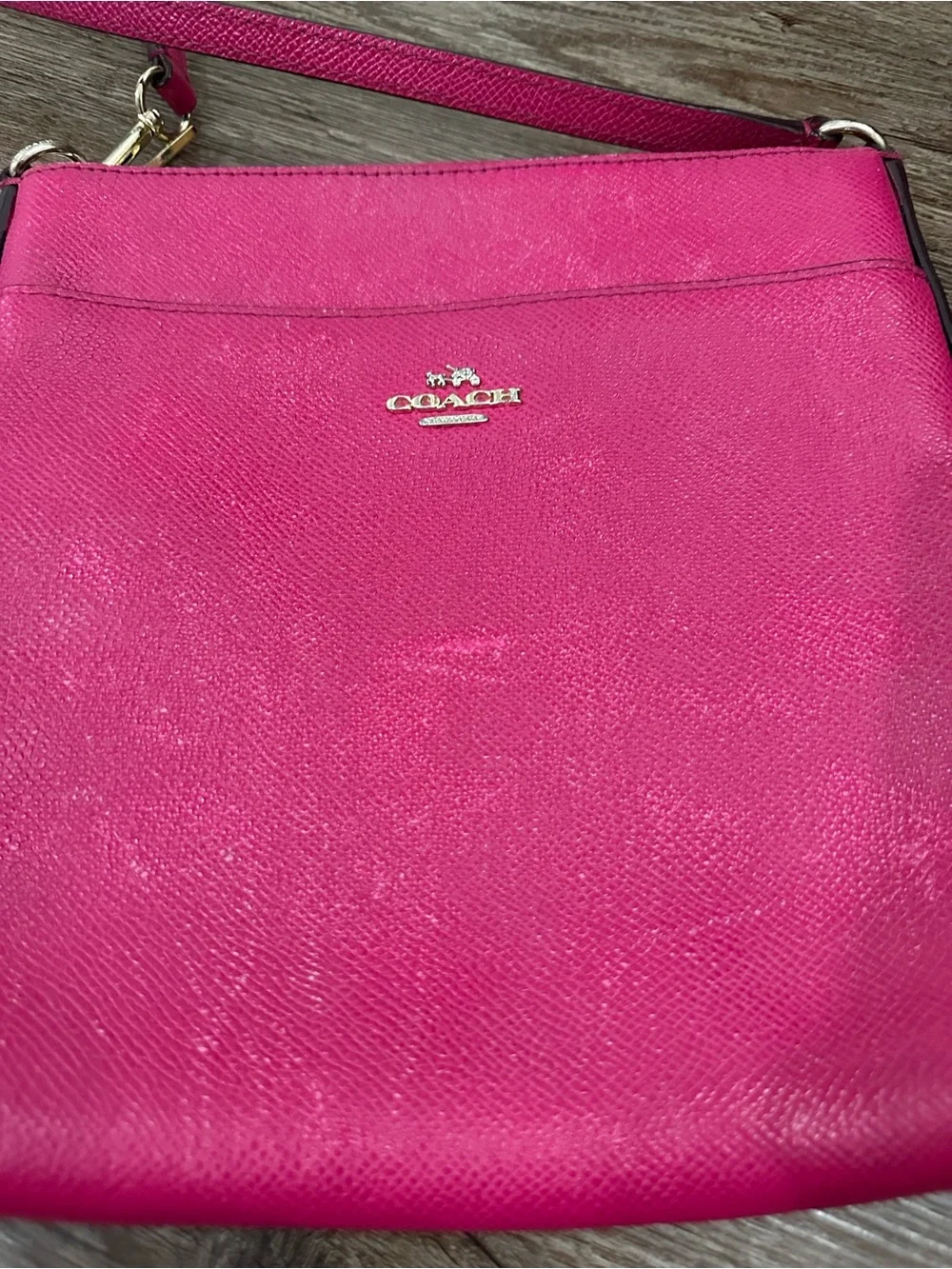 Coach Hot Pink Crossbody Bag with Gold Accents